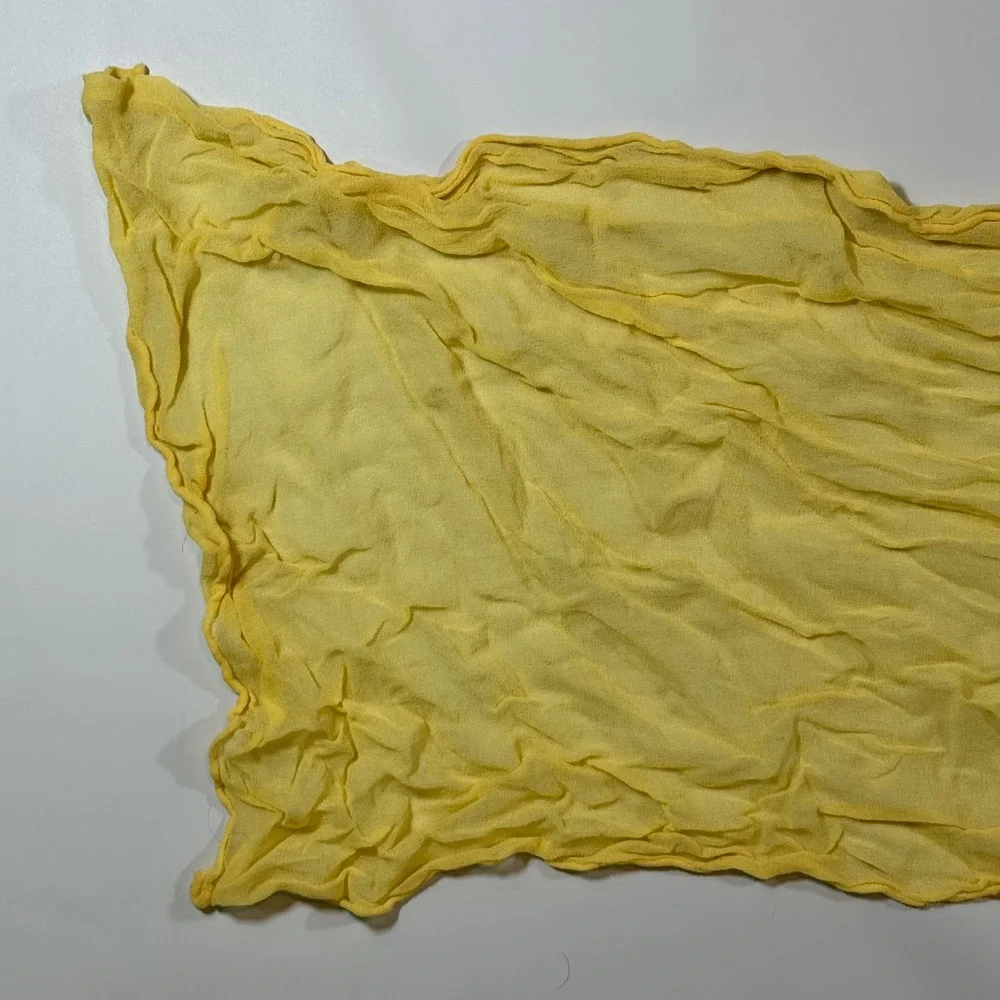 VTG Yellow Crinkle‎ Gauze Scarf Lightweight Boho Cottagecore Fairy Sun Wrap